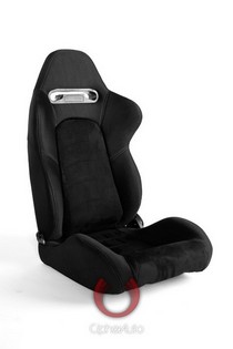 All Cars (Universal), All Jeeps (Universal), All Muscle Cars (Universal), All SUVs (Universal), All Trucks (Universal), All Vans (Universal) Cipher Racing Seats - Black Cloth with Suede Insert