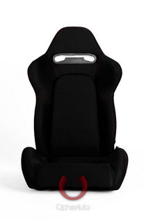 Universal (Can Work on All Vehicles) Cipher Auto Racing Seats - Black Cloth with Outer Red Stitching