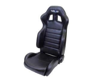 Universal (can work for all vehicles) NRG Reclinable Bucket Seats - Black PVC Leather with Silver Stitch