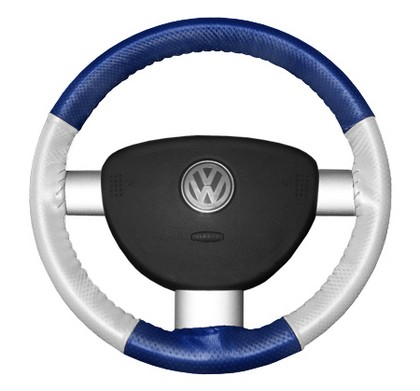 Wheelskins Steering Wheel Cover - EuroPerf, Perforated All Around (Cobalt Top / White Sides)