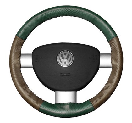 Wheelskins Steering Wheel Cover - EuroPerf, Perforated All Around (Green Top / Oak Sides)