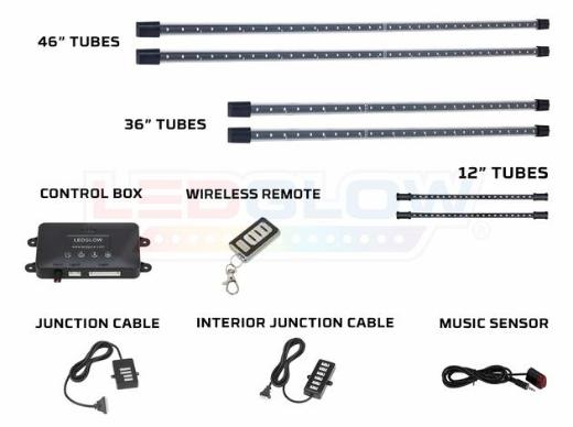 LEDGlow Wireless Underbody & Interior Kit - 4-Piece Underbody and 2-Piece Interior (Blue)